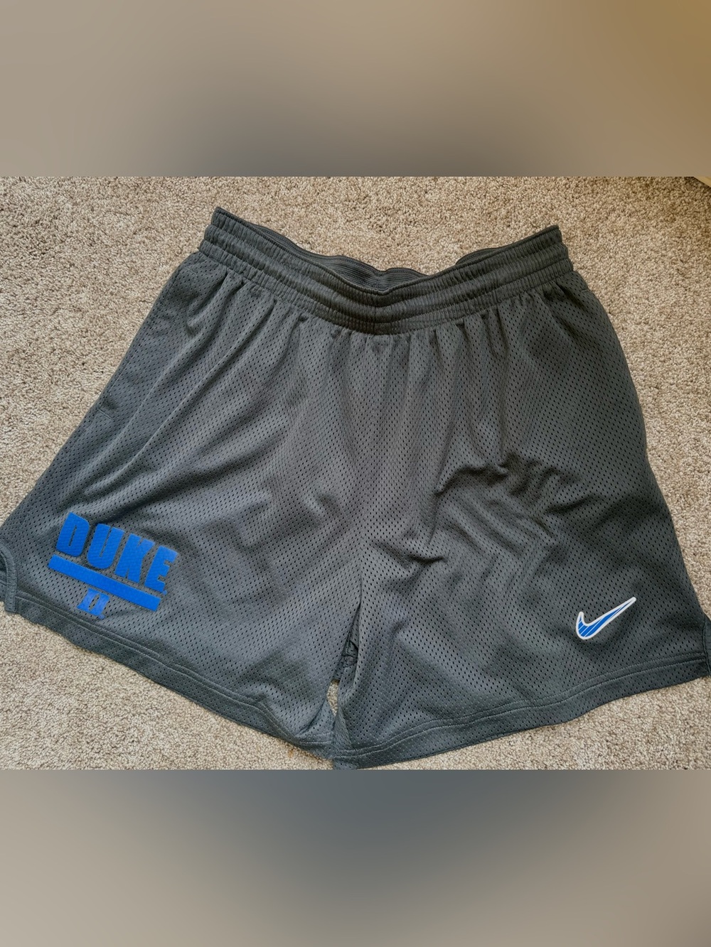 Men's Black Athletic Mesh Shorts - Charcoal Gray Duke Nike Dri-fit